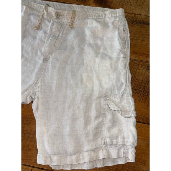 Mens Tommy Bahama Relax 100%‎ Linen Light Cream Beige Cargo Shorts Size Large - Picture 2 of 11